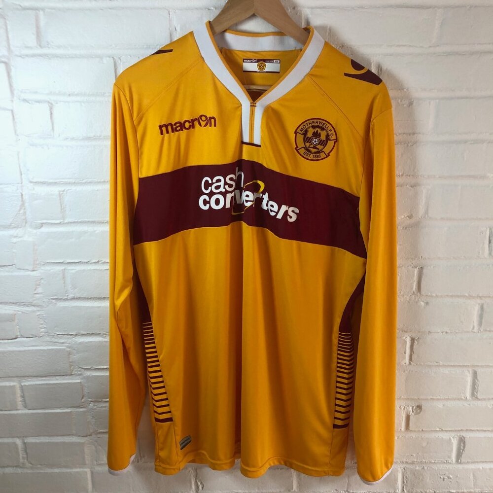 Macron Motherwell FC 2014-15 Home Long Sleeve Soccer Football Jersey XXL